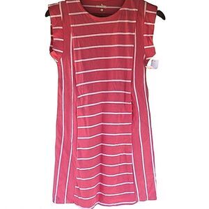 Curfew girls striped pink coral cotton dress L